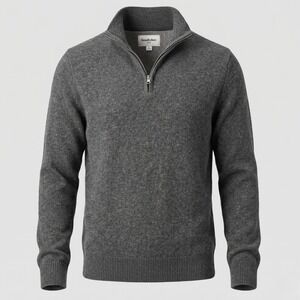 Goodfellow & Co Mens Small Gray Sweater 1/4 Zip Pullover Cotton Heathered Ribbed
